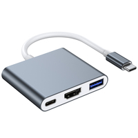Mini 3 en 1 Tipo-C USB Hub 4K HDMI Adaptador multipuerto Dock Hub PD Carga para interruptor de computadora portátil