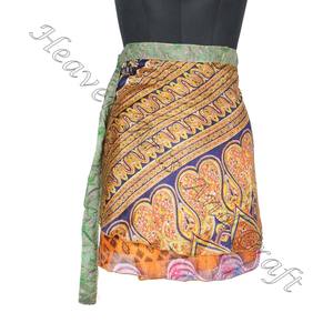 Venta al por mayor lote de minifaldas de Sari indio reciclado de Rajasthani diseño envolvente de talla grande para el verano - Product Image 2