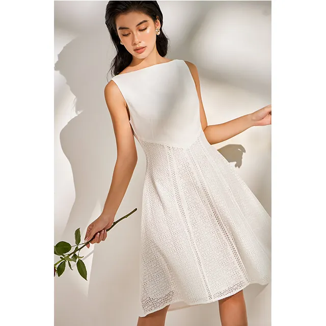여성 의류 이브닝 드레스 OEM 의류 공식 드레스 민소매 레이스 드레스 제조 베트남