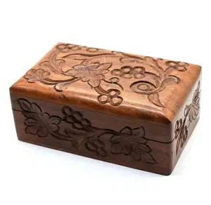 Kotak penyimpanan kayu Ukir Logo kustom dekorasi rumah mewah dan kotak perhiasan kayu untuk dekorasi rumah