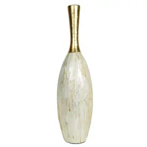 畅销高品质精美设计珍珠母镶嵌花瓶，越南金色金属颈