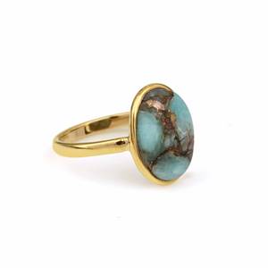 2025พลอยอมาโซไนต์ทองแดงทรงรีจากธรรมชาติแหวนเงินแท้925สำหรับผู้หญิงดีไซน์สวยคลาสสิกขายดีที่สุด - Product Image 2