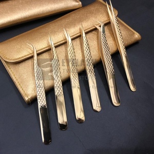 ASB Pince à épiler d'extension de cils en acier inoxydable plaqué or finition brillante durable japonaise testée à la main diamant - Product Image 5