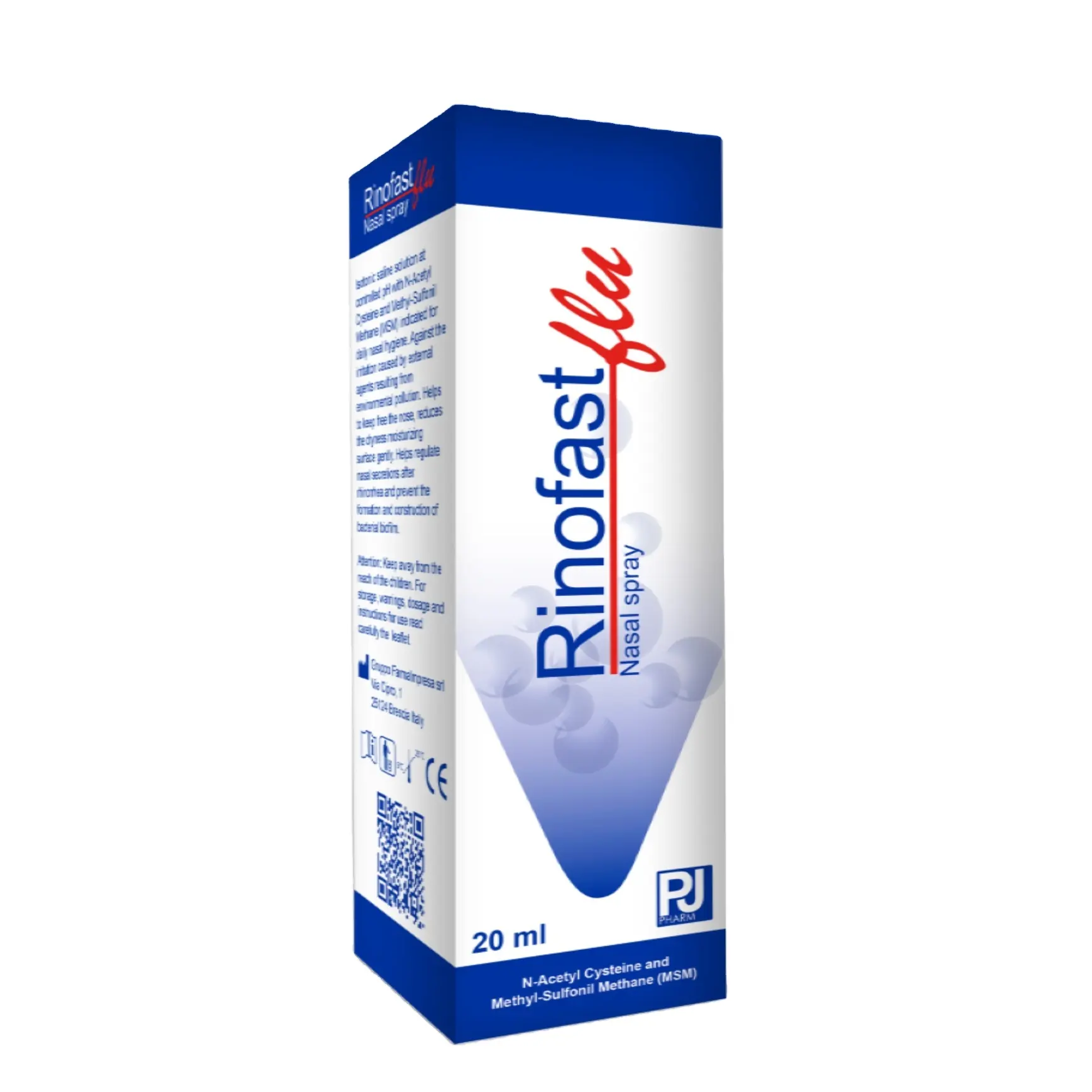 Gruppo farmaImpresa Premium health supplement isotonic saline solution decongestionant nasal spray RINOFAST FLU made in Italy