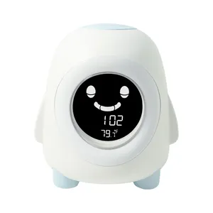 Jam Alarm Digital untuk Anak, Jam Meja Penguin Anak, Meja Latihan Bayi Digital Lucu, Jam Alarm Tidur Anak-anak