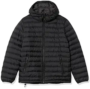 Blouson matelassé épais à capuche pour homme, col montant, 100 % polyester, imperméable, respirant, écologique, hiver, OEM - Product Image 1