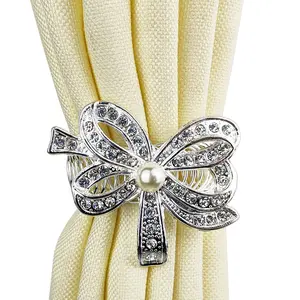 Crystals Jewelled Curtain Ring Clip Ribbon Bowknot Curtain Tieup Curtain <strong>Tieback</strong> - Product Image 1