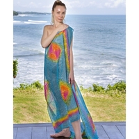Pareo Largo de Alta Calidad, Traje de Baño de Una Pieza, Vestido de Playa, 100% Algodón Voile, Estampado Digital, Ecológico, de Secado Rápido, Conjunto de 2 Piezas