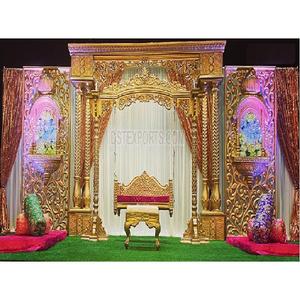 การตกแต่งเวทีงานแต่งงานสีทองที่งดงามที่สุด การตกแต่งเวทีงานแต่งงานแบบยิวที่ดีที่สุด การตกแต่งเวทีงานแต่งงานในธีมสีทอง - Product Image 1