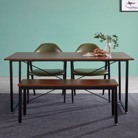 Ensemble de table et chaises de salle à manger en métal et bois, style industriel moderne, avec design convertible pour la maison