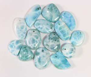 Larimar ธรรมชาติ Cabochon เรียบ Cabochon เจาะด้านหน้าผสมรูปร่าง20X16MM ไปยัง29X12MM ประมาณอัญมณี - Product Image 5