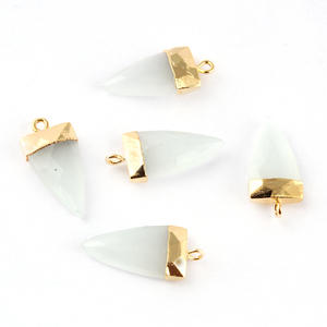Trouver des fournitures de bijoux forme trillion calcédoine blanche bricolage simple boucle pendentif connecteur plaqué or faisant des connecteurs de breloques - Product Image 3