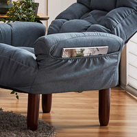 Fauteuil pliant japonais Tatami moderne avec dossier inclinable réglable et pieds en bois massif, en tissu