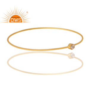 Ladies Fashion Gold Plated Silver Crystal Quartz <b>Gemstone</b> Sleek Bangle Jewelry Manufacturer Classic Collection - Product Image 2