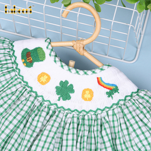 Combinaison bébé fille à manches courtes pour la Saint-Patrick avec boutons-pression - Saison printemps 100% coton certifié OEKO-TEX BB1821 - Product Image 3