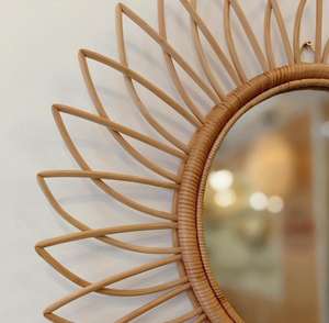Nordic Simple Creative <b>Art</b> Deco Home <b>Mirror</b> Bamboo Rattan Handmade <b>Wall</b> Decoration <b>for</b> Birthday Manufacturers Anniversary - Product Image 6