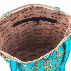 Bolso Auténtico Turco con Diseño Patchwork y Motivos Turcos, Color Turquesa - Product Image 2
