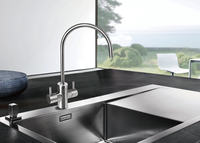 Distributeur d'eau chaude instantanée pour hôtel Buder à Taïwan avec robinet double en acier inoxydable anti-brûlure, réservoir de 4 L, chauffage rapide