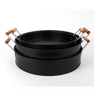 Plateau de service personnalisé, plateau de service de luxe en fer plaqué blanc, forme ronde, livraison gratuite - Product Image 5