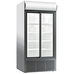 Refrigerador Comercial Vertical Klimasan S1000 de 948 L con 2 Puertas Corredizas, Enfriamiento por Aire, Descongelación Automática y Certificación CE para Exhibición de Bebidas - Product Image 1