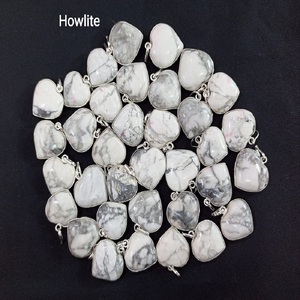 Top Selling Howlite Pendants Natural <b>Crystal</b> Gemstone in Love Style Carving Bulk Quantity Silver Rim Electroplated Engraving - Product Image 1