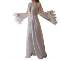 Chengyifeng - Sexy Long Lace Feather Lingerie Bath Robe Gown for Women