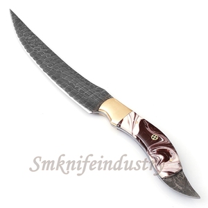 13 Inches New Style Custom Hand Forged Damascus Fillet <b>Chef</b> knife With leather Sheath cover (smk1639) - Product Image 3