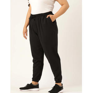 Pantalon de jogging fuselé noir pour femme, personnalisé en polyester, vêtement de sport coupe ample, vente en gros - Product Image 2
