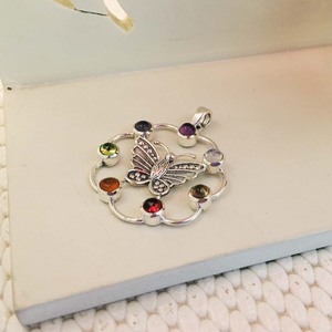925 argent bijoux faits à la main pendentifs cabochon en argent pendentifs ronds 925 Sterling Chakra papillon pendentifs en argent sterling 925 - Product Image 6