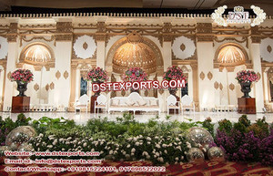 การตกแต่งเวทีใน Tamilian พร้อมวัดมานารายเวทีงานแต่งงาน,เวที Manvarai สีทองและ Mandap Srilankan Wedding Manavarai Temple Stage - Product Image 4