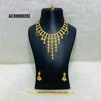 Conjunto de collar de cadena de caja con patrón floral para mujer, Latón chapado en oro de un gramo para bodas, aniversarios y compromisos