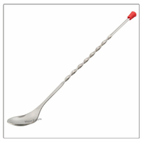 Cuillère à bar en acier inoxydable durable avec bouton rouge écologique et accessoires en cuivre Mayur Exports 28,5 cm pour la vaisselle de bar