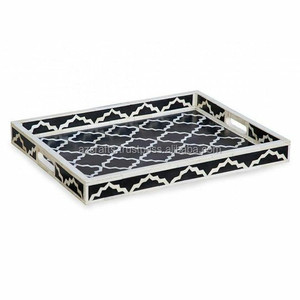 Hot Selling Classic <b>Black</b> Bone Inlay Service <b>Tray</b> Unique Decorative Christmas <b>Tray</b> for Home & Restaurants - Product Image 6
