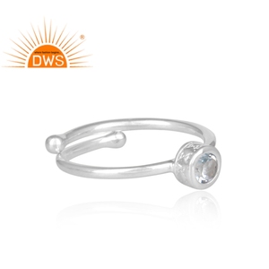 รอบตัดธรรมชาติสีฟ้าบุษราคัมแหวนอัญมณีผู้ผลิตเครื่องประดับเงิน925ผู้ผลิต - Product Image 3