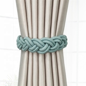 YUJIN 2 Pack tieback per tende intrecciate magnetiche Boho Rope drappeggi con fibbia in legno resistente - Product Image 6