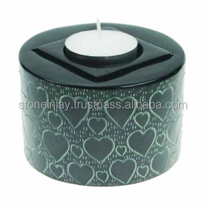 Handmade <b>Black</b> Soapstone <b>Candle</b> <b>Holders</b> In Bests Design - Product Image 1