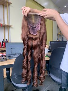 Highlight <b>Brown</b> Color <b>Wig</b> Vietnamese HD Luxury Front Closure Virgin Cuticle Aligned Remy Hair Single Weft Extensions - Product Image 2