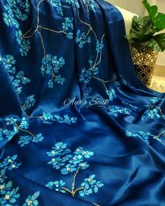 Banarasi-ropa de fiesta con saree, diseñador, surat, blusa, material de bollwood, indio, con blusa, color azul - Product Image 5