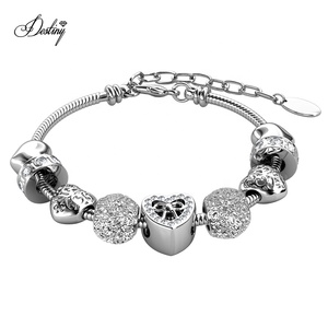 <span class=keywords><strong>Isabella</strong></span> กำไลข้อมือริบบิ้นและหัวใจประดับคริสตัลสวารอฟสกี้สีขาวทองชุบ Daisini ผู้หญิง - Product Image 3