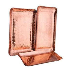 Plateau à café en cuivre martelé avec plateau de service de collations à dessert en forme de rectangle de qualité supérieure à vendre - Product Image 1