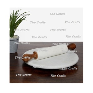 Planche à rouler en marbre de conception merveilleuse et rouleau à pâtisserie avec manche en bois forme ronde couleur noire Chakla Belan - Product Image 2