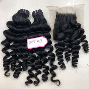 ชุดมัดและปิดร่างกายหยักเวียดนามที่มีคุณภาพสูงผม Remy บริสุทธิ์ในราคาขายส่งสำหรับผู้หญิงสีดำ - Product Image 4