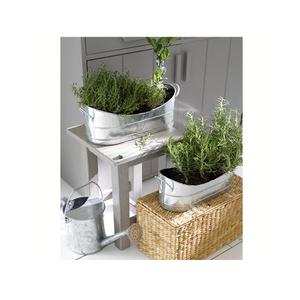 Galvanized <b>Planters</b> With Iron Stand Set Of Two Different Sizes Flower <b>Pot</b> For <b>Garden</b> Decor Accessories - Product Image 2
