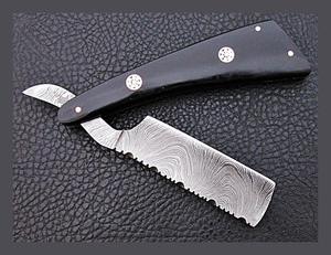 มีดโกนเหล็กดามัสกัส SJ รุ่นหรูหราสำหรับผู้ชาย ใบมีดเดี่ยว ด้ามจับพลาสติกและไม้ สำหรับโกนหนวดและใช้ในร้านตัดผม - Product Image 3