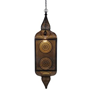 Handmade Moroccan Style Black and Gold Hanging Lantern <b>Ceiling</b> Light Fixture Best Quality New for Christmas <b>Decorative</b> Purpose - Product Image 3