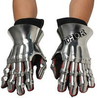 Gants et protège-poignets fonctionnels de style guerrier médiéval en acier gothique |   Accent en laiton