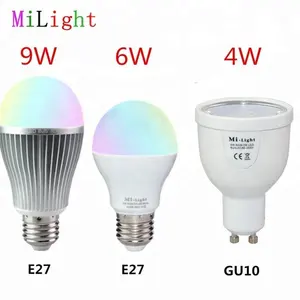 Смарт-лампы с регулируемой яркостью 2,4 г Светодиодный прожектор лампы 85-265V Ми свет Dimmable 110V 220V RGB + CCT E27 GU10 4 Вт, 5 Вт, 6 Вт, 9 Вт, 12 Вт Светодиодная смарт-лампа