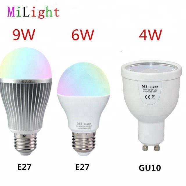 Smart Bulbs Dimmable 2.4G Led Spot Lamp 85-265V Mi Light Dimmable 110V 220V RGB+CCT E27 GU10 4W 5W 6W 9W 12W Led Smart Bulb
