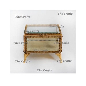 Boîte à bijoux rectangulaire en métal et verre de forme avec boîte à bijoux décorative de table de taille personnalisée de qualité supérieure - Product Image 4