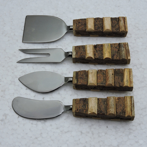 Nouveauté Manche en bois & Set à fromage en acier inoxydable Set de couteaux à fromage chauds multinationaux Set à fromage décoratif plaqué argent - Product Image 6